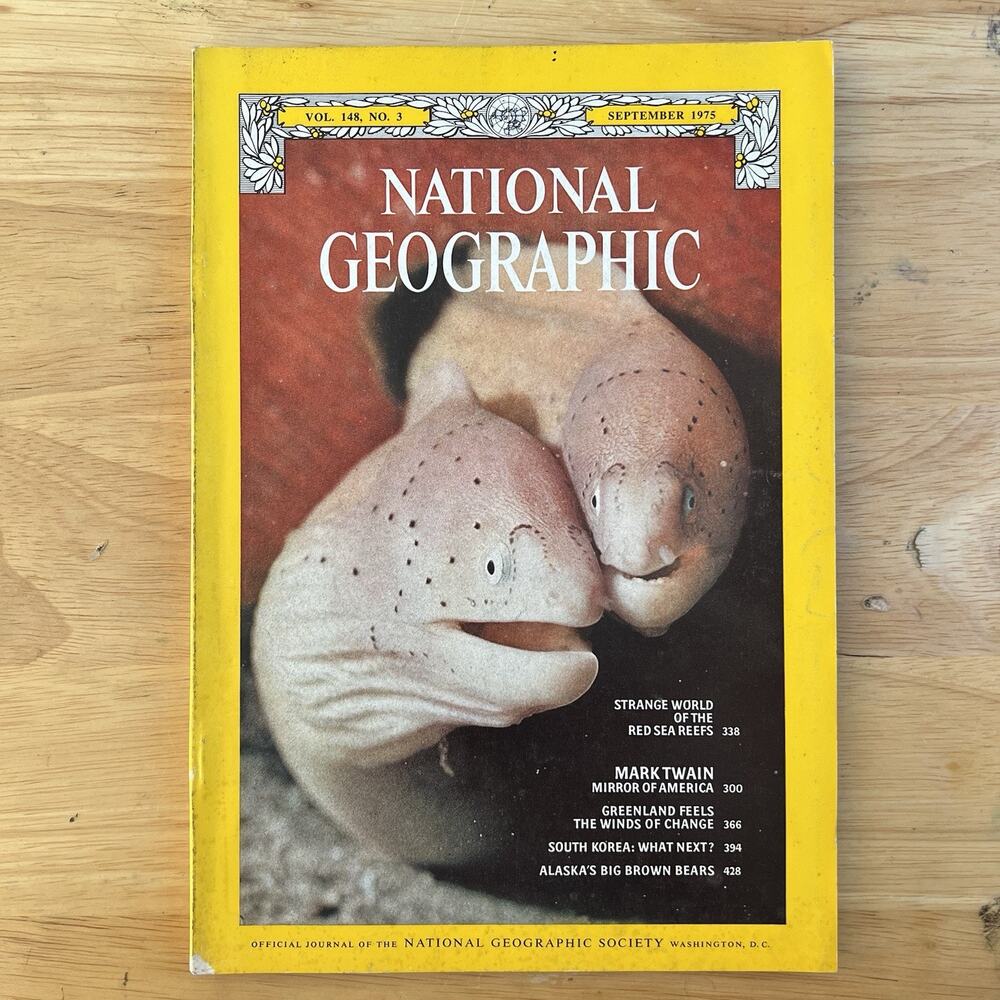 National Geographic September 1975 Mark Twain Red Sea Reef Greenland South Korea
